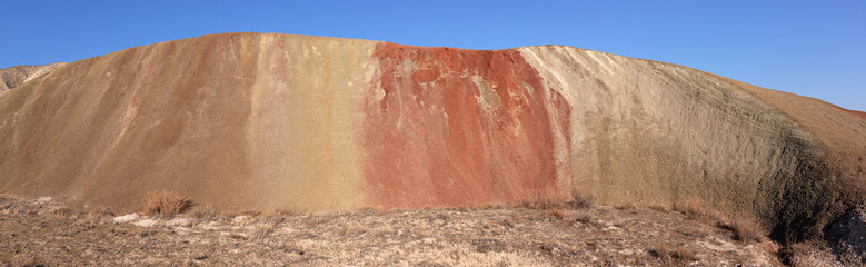 Beautiful red mountains in the Khizy region.
