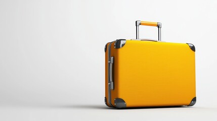 Yellow Suitcase on White Background