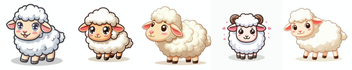 cute sheep vector set