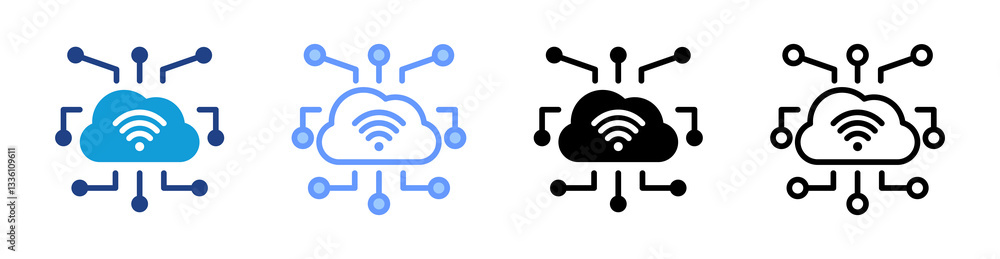 Poster Iot icon set multiple style collection
