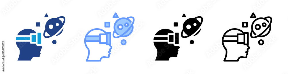 Poster virtual reality icon set multiple style collection