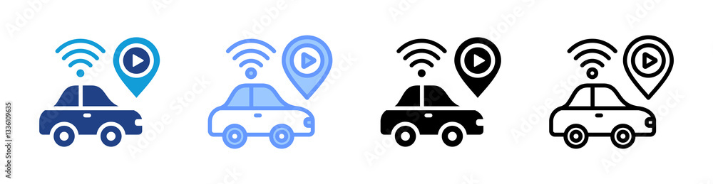 Poster Autonomous Vehicle icon set multiple style collection