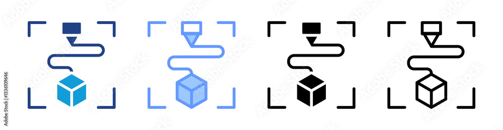 Poster 3d printing icon set multiple style collection