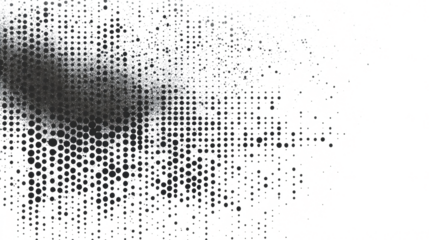Grunge halftone gradient background. Faded grit noise texture. White and black sand wallpaper. Retro pixelated backdrop. Anime or manga style comic vector graphic design textured illustration