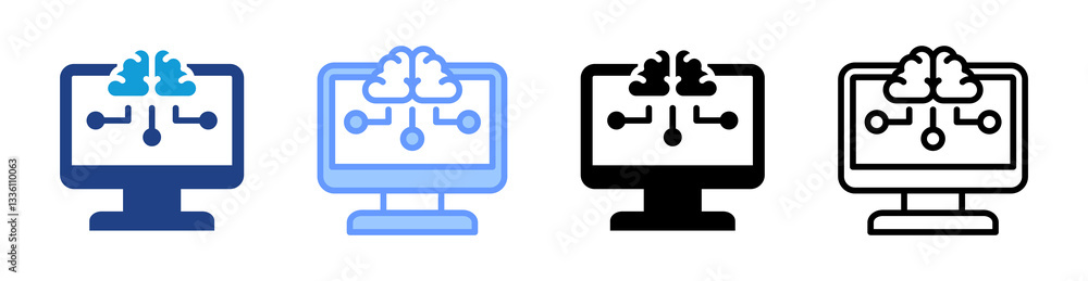 Poster Cognitive Computing icon set multiple style collection