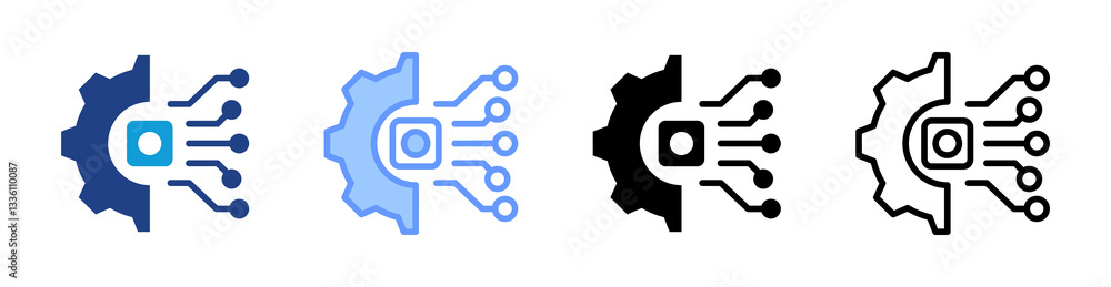Poster Digital Transformation icon set multiple style collection