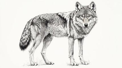 Fototapeta premium Detailed grayscale wolf portrait