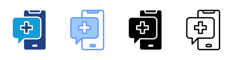 Obraz premium Telemedicine icon set multiple style collection