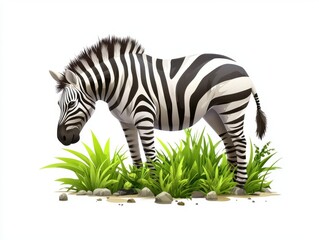 Zebra in Grassland Digital Illustration