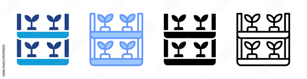 Poster Vertical Farming icon set multiple style collection