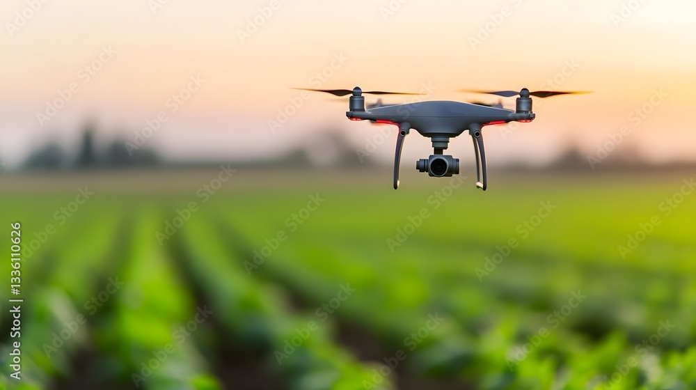 Aufkleber aerial view of futuristic smart farm with ai-powered data analytics