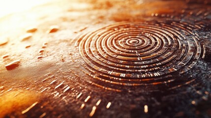 Abstract Circular Patterns with Warm Lighting and Textured Surface