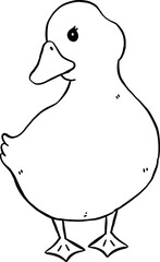 Cute Cartoon Duck Outline Hand Drawn Doodle Character