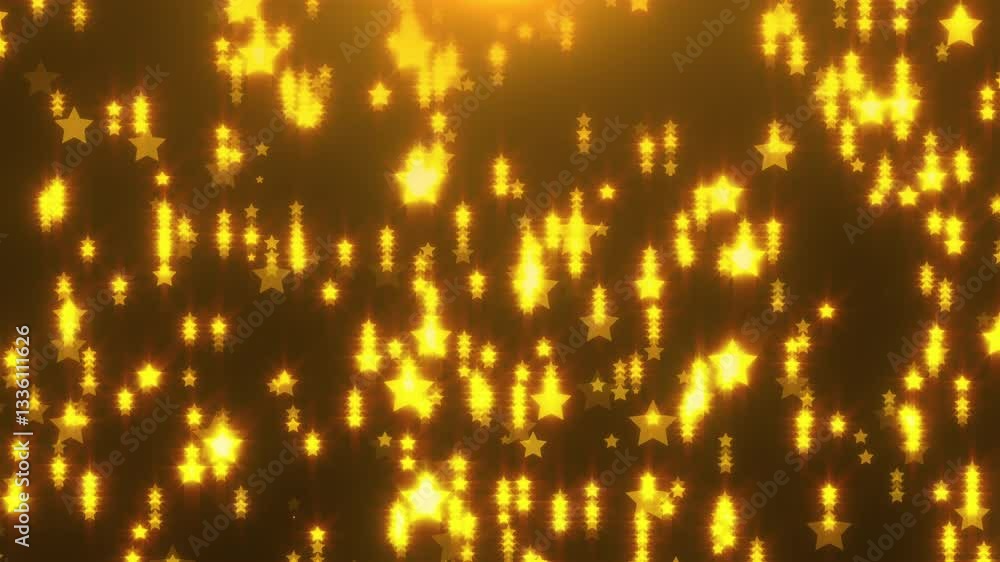 Poster shiny falling stars. computer generated 3d render