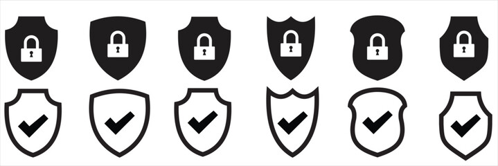 Shield icon collection. Protect shield sign. Defense protect elements . 