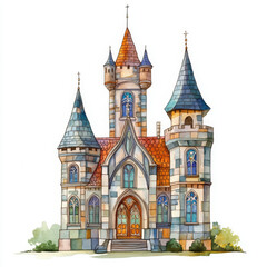 Magical castle illustration painted in boho style, it looks so beautiful