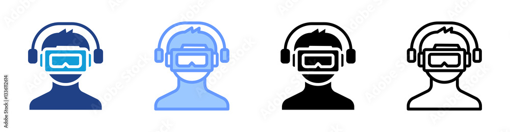 Poster Head Mounted Display icon set multiple style collection