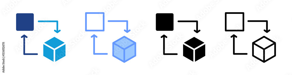Aufkleber Digital Twin icon set multiple style collection