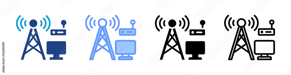 Aufkleber telecommunication icon set multiple style collection