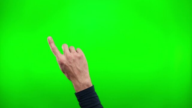 Business man index finger swipe gesture on green screen hd video footage