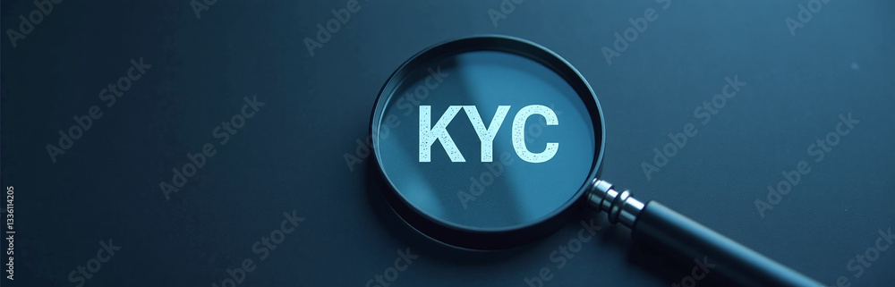 Poster the magnifying glass features an abstract design with a subtle nod to kyc requirements in a minimali