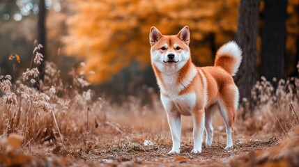 Autumnal Shiba Inu in a Forest