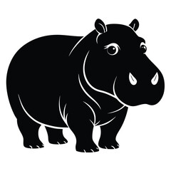 Hippopotamus silhouette vector illustration isolated on white background