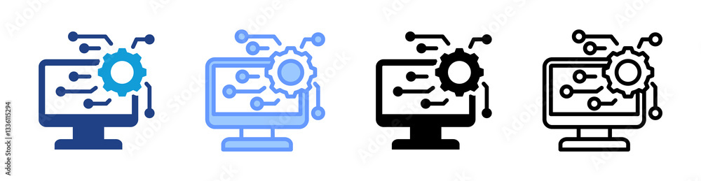 Poster System icon set multiple style collection