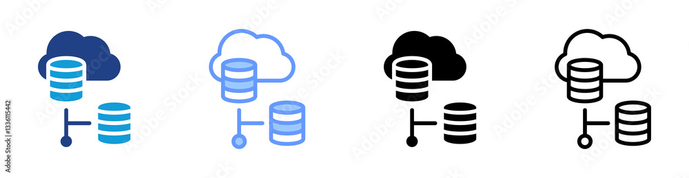 Poster Virtualization icon set multiple style collection