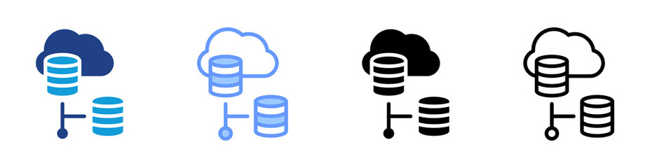 Virtualization icon set multiple style collection