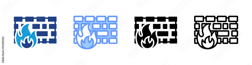 Aufkleber firewall icon set multiple style collection