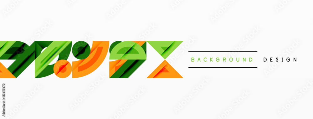 Poster Abstract geometric background with shapes, featuring circular and rounded elements. Bold contrast, smooth gradients, dynamic composition, futuristic style