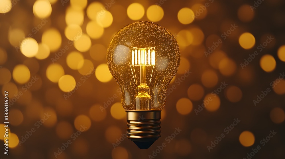 Poster glowing lightbulb - conceptual representation of ai-powered digital transformation in business