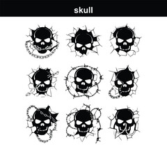 Fototapeta premium Skull icon on transparent background. Skull and bones Human Skull, Skull icon set. Poisonous substances symbols silhouette 