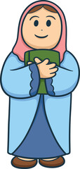 Cute Kid Character Muslim Cartoon