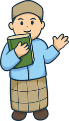 Cute Kid Character Muslim Cartoon
