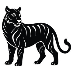 Tiger silhouette vector illustration isolated on white background