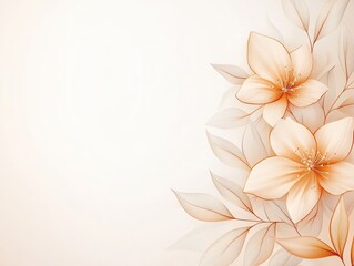 Obraz premium Soft peach blossoms with delicate leaves on a light background for design use
