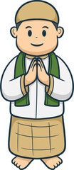 Cute Kid Character Muslim Cartoon