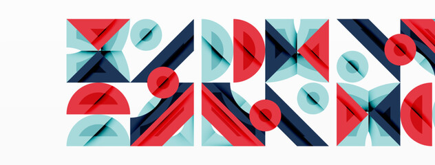 Abstract geometric background shapes forming a modern, symmetrical pattern. Bold contrast, smooth gradients, dynamic composition, futuristic style