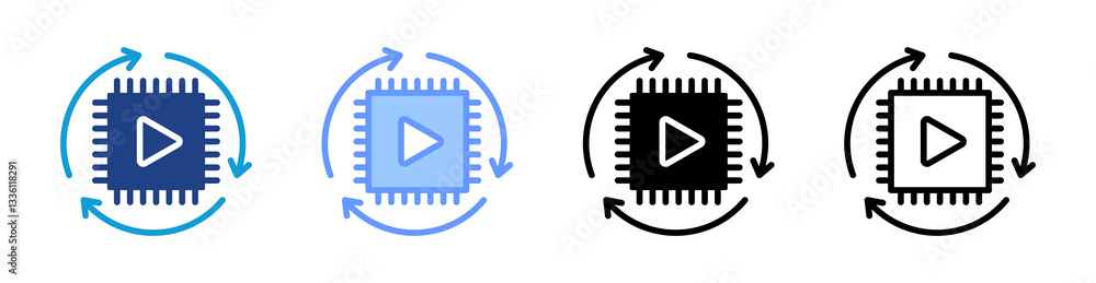 Poster Automation icon set multiple style collection