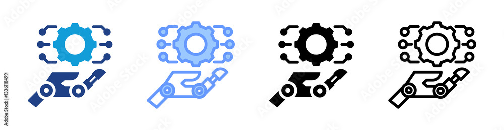Poster Robot Integration icon set multiple style collection
