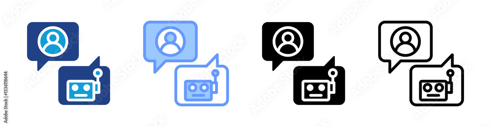 Poster Human Robot Interaction icon set multiple style collection