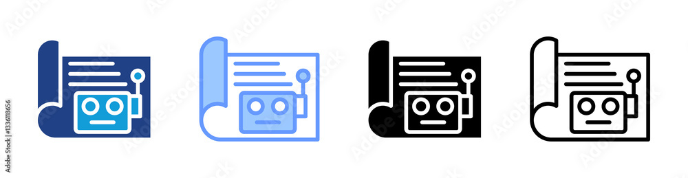 Aufkleber Robot Prototype icon set multiple style collection