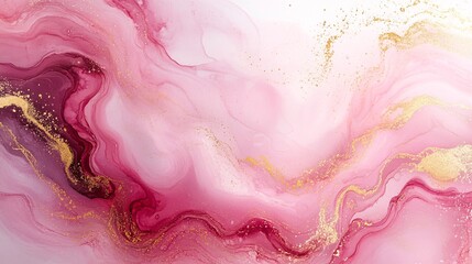 Pink and gold fluid art showcasing abstract swirling liquid design