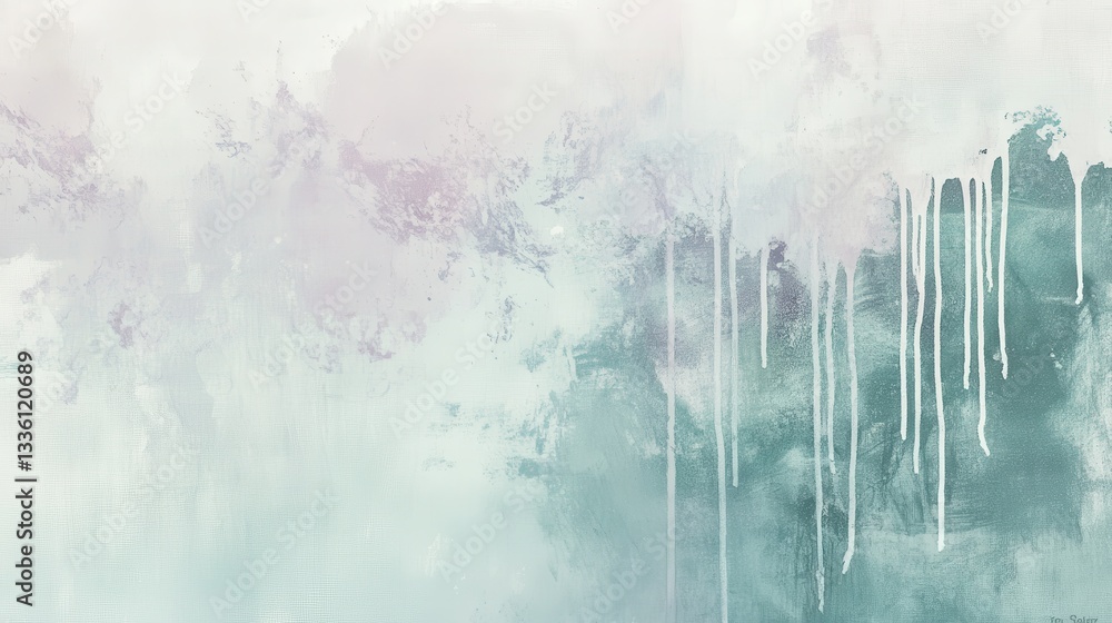 Poster soft pencil strokes blend with organic paint in calming textures and hues, creating a serene abstrac