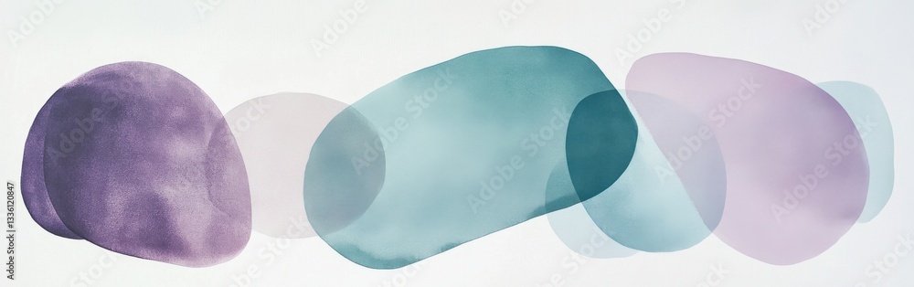 Poster Soft pastel strokes create a serene gradient of translucent shapes with gentle colors for artistic expression