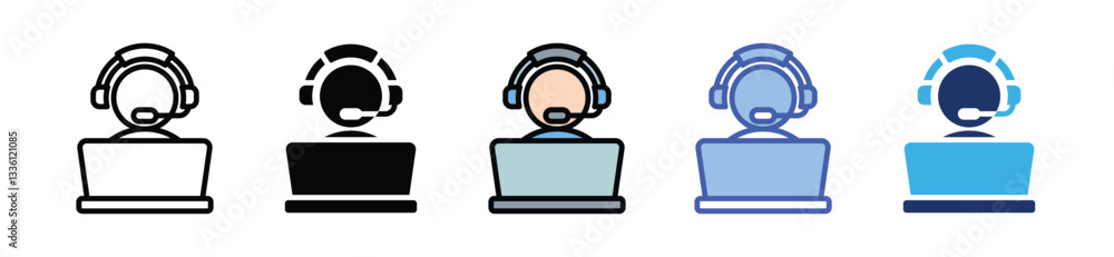 Aufkleber customer service agent icon set with multiple style collection