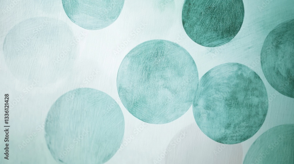 Aufkleber soft pencil strokes create a pastel mint circle pattern on a textured background with varying shades