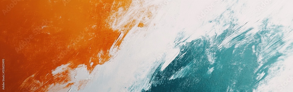 Leinwandbilder soft blending of amber and teal hues creating a serene art piece with textured strokes on canvas